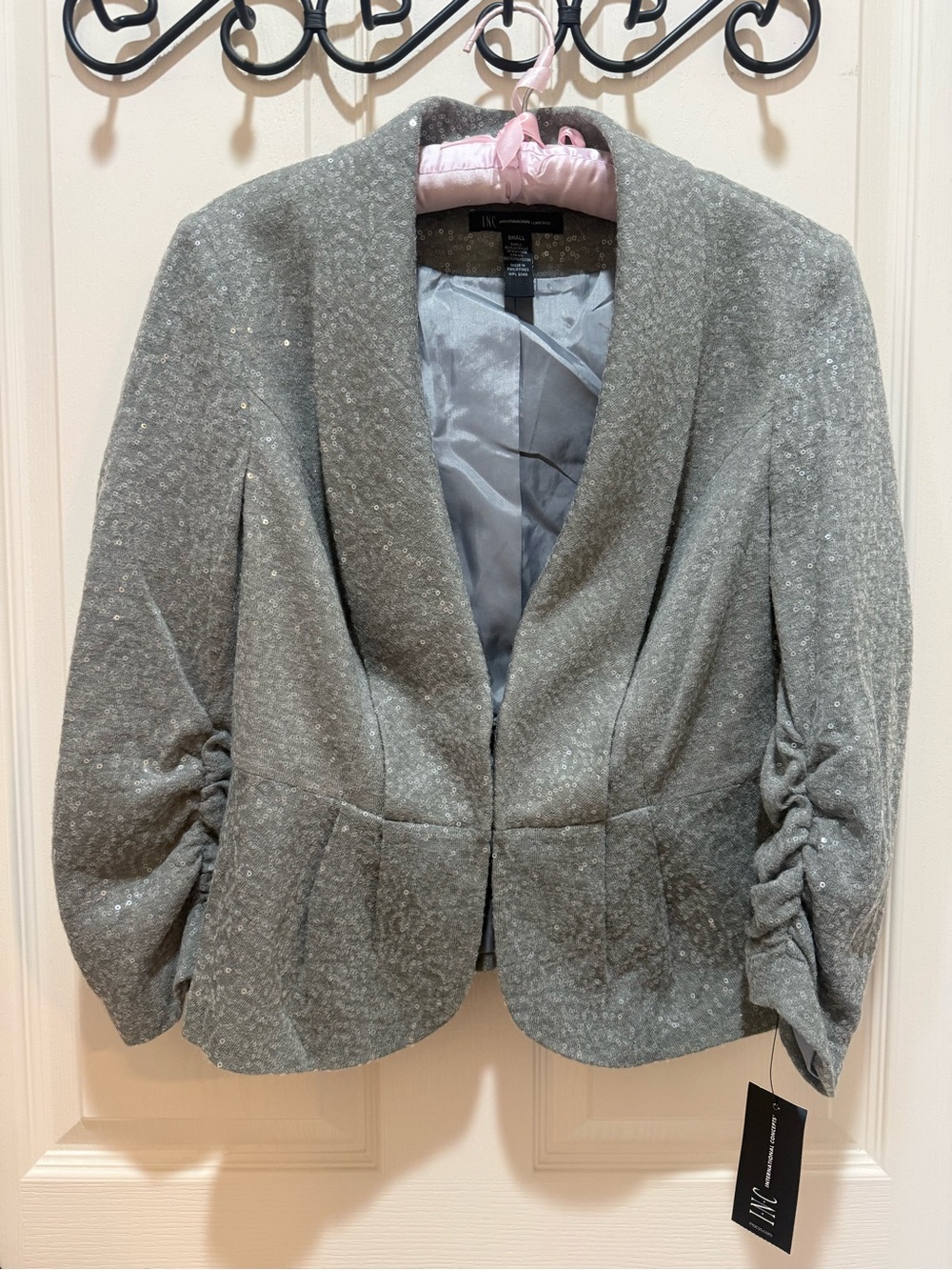 INC International Concepts Grey Sequined Blazer